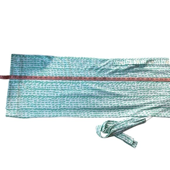 Vintage 70s Serbin Seafoam Green Abstract Print Belted Dress Long Sleeve Sz 16 - Picture 9 of 9